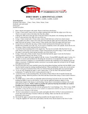 BMR Installation Instructions for AA004