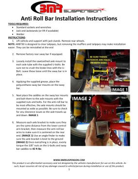BMR Installation Instructions for ARB730