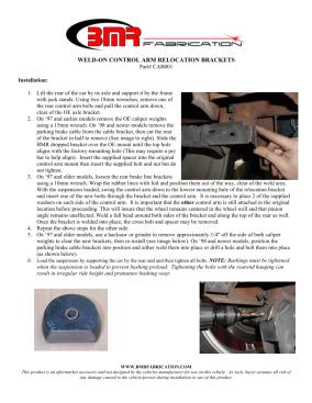 BMR Installation Instructions for CAB001