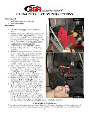 BMR Installation Instructions for CAB740