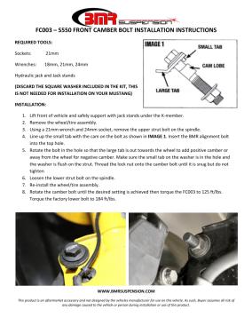 BMR Installation Instructions for FC003