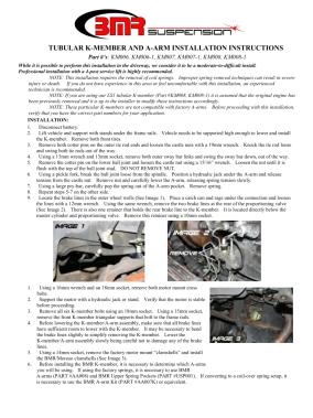 BMR Installation Instructions for KM006