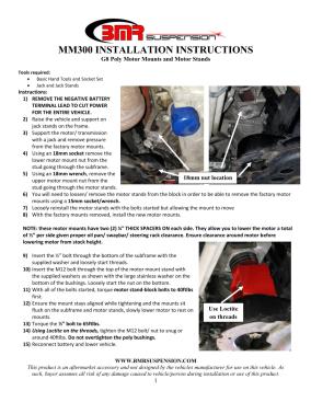 BMR Installation Instructions for MM300