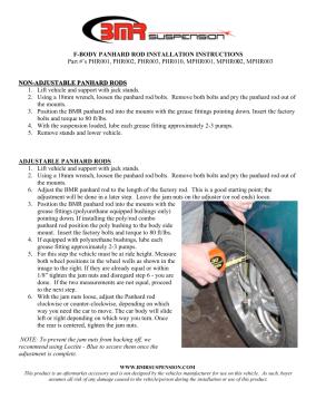 BMR Installation Instructions for PHR010