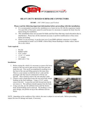 BMR Installation Instructions for SFC005