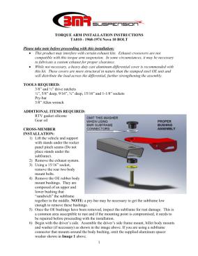 BMR Installation Instructions for TA010