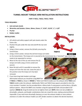 BMR Installation Instructions for TA011
