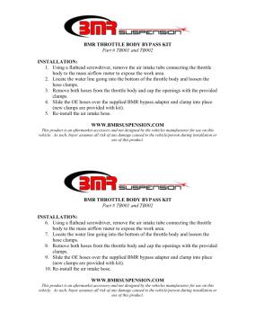 BMR Installation Instructions for TB002