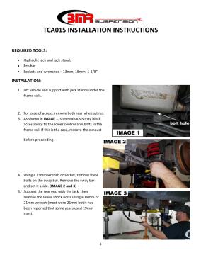 BMR Installation Instructions for TCA015