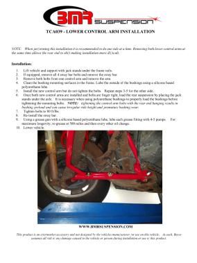 BMR Installation Instructions for TCA039
