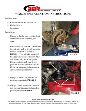 BMR Installation Instructions for WAK331