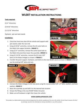 BMR Installation Instructions for WL007