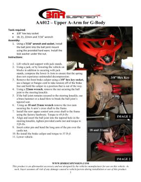 BMR Installation Instructions for AA012H-SD