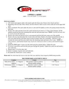 BMR Installation Instructions for AA015