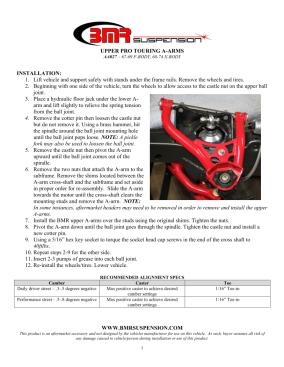 BMR Installation Instructions for AA027