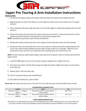 BMR Installation Instructions for AA027