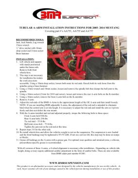 BMR Installation Instructions for AA751