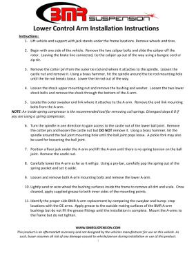 BMR Installation Instructions for AAL311