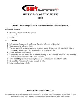 BMR Installation Instructions for BK008