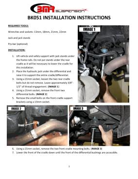 BMR Installation Instructions for BK051