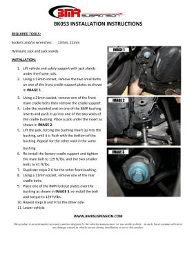 BMR Installation Instructions for BK053