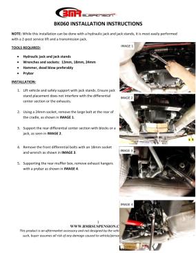 BMR Installation Instructions for BK060