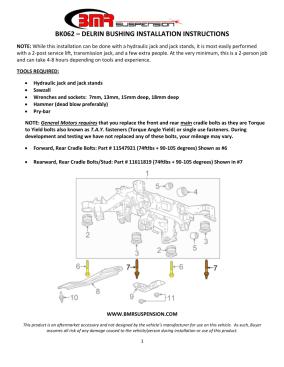 BMR Installation Instructions for BK062