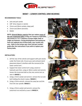 BMR Installation Instructions for BK067