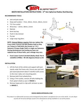 BMR Installation Instructions for BK070