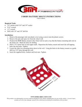 BMR Installation Instructions for BR001