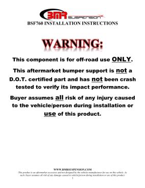 BMR Installation Instructions for BSF760