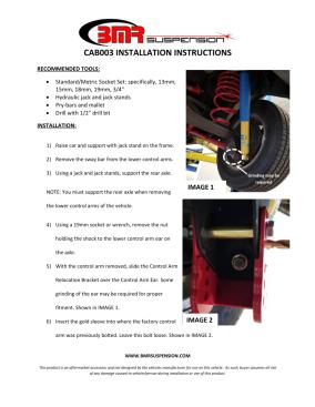 BMR Installation Instructions for CAB003