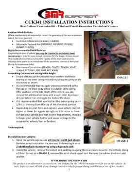BMR Installation Instructions for CCK341