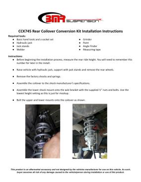 BMR Installation Instructions for CCK745