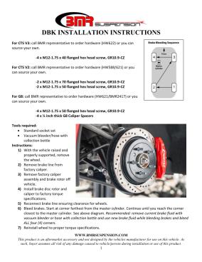 BMR Installation Instructions for DBK110