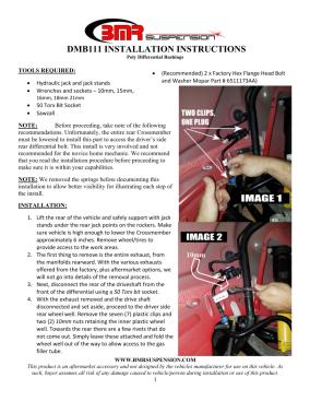 BMR Installation Instructions for DMB111