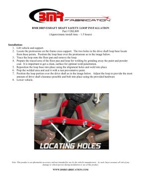 BMR Installation Instructions for DSL009