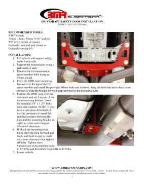 BMR Installation Instructions for DSL017