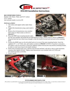 BMR Installation Instructions for DSL020