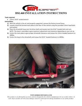 BMR Installation Instructions for DSL460
