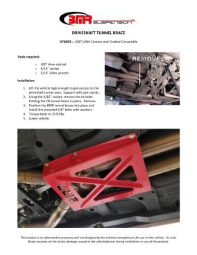 BMR Installation Instructions for DTB003