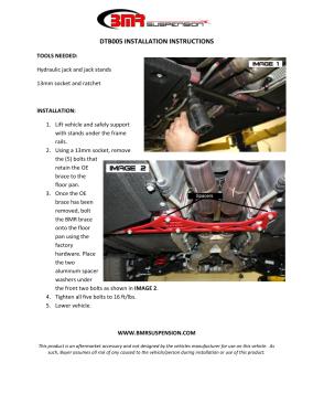 BMR Installation Instructions for DTB005