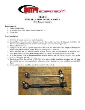 BMR Installation Instructions for ELK015