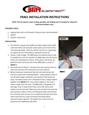 BMR Installation Instructions for FR461