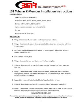 BMR Installation Instructions for KM013