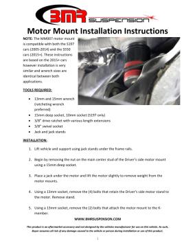 BMR Installation Instructions for MM007