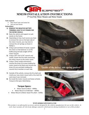 BMR Installation Instructions for MM330