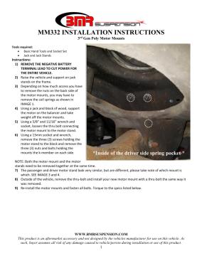 BMR Installation Instructions for MM332