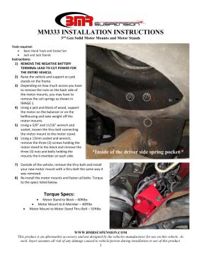 BMR Installation Instructions for MM333