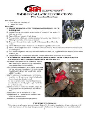 BMR Installation Instructions for MM340